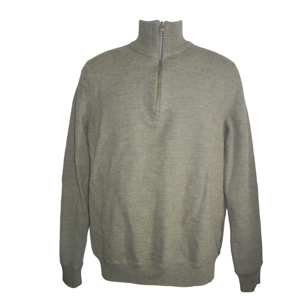 Banana Republic Mens 1/4 Zip Sweater Green Large 100% Wool Adult Long Sleeve